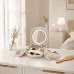 Makeup Organizer Bag With Lighted Mirror