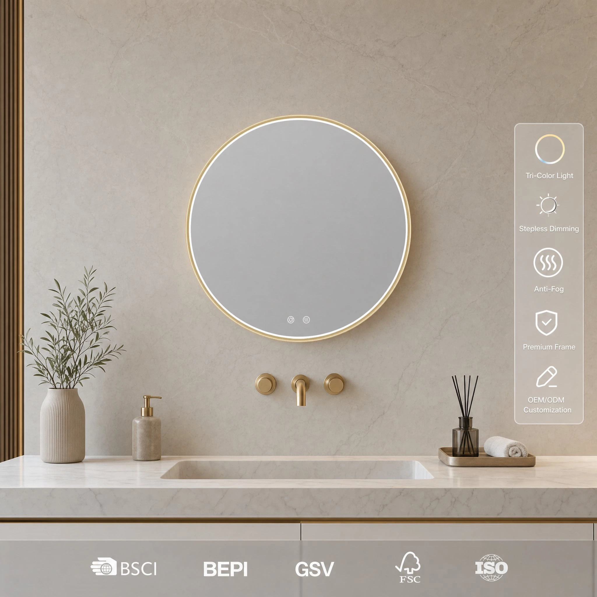 Round Led Bathroom Mirror