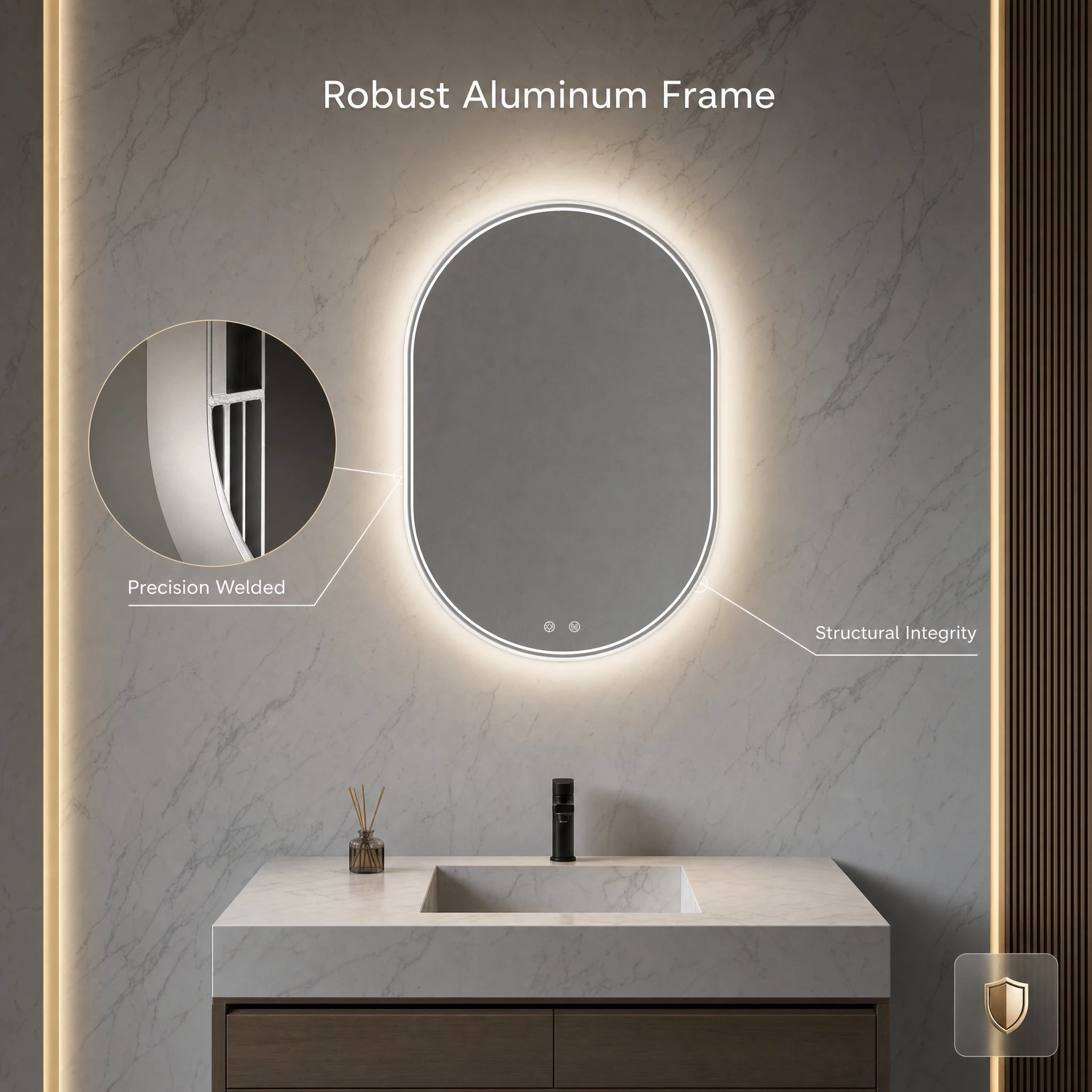 Oval Illuminated Bathroom Mirror