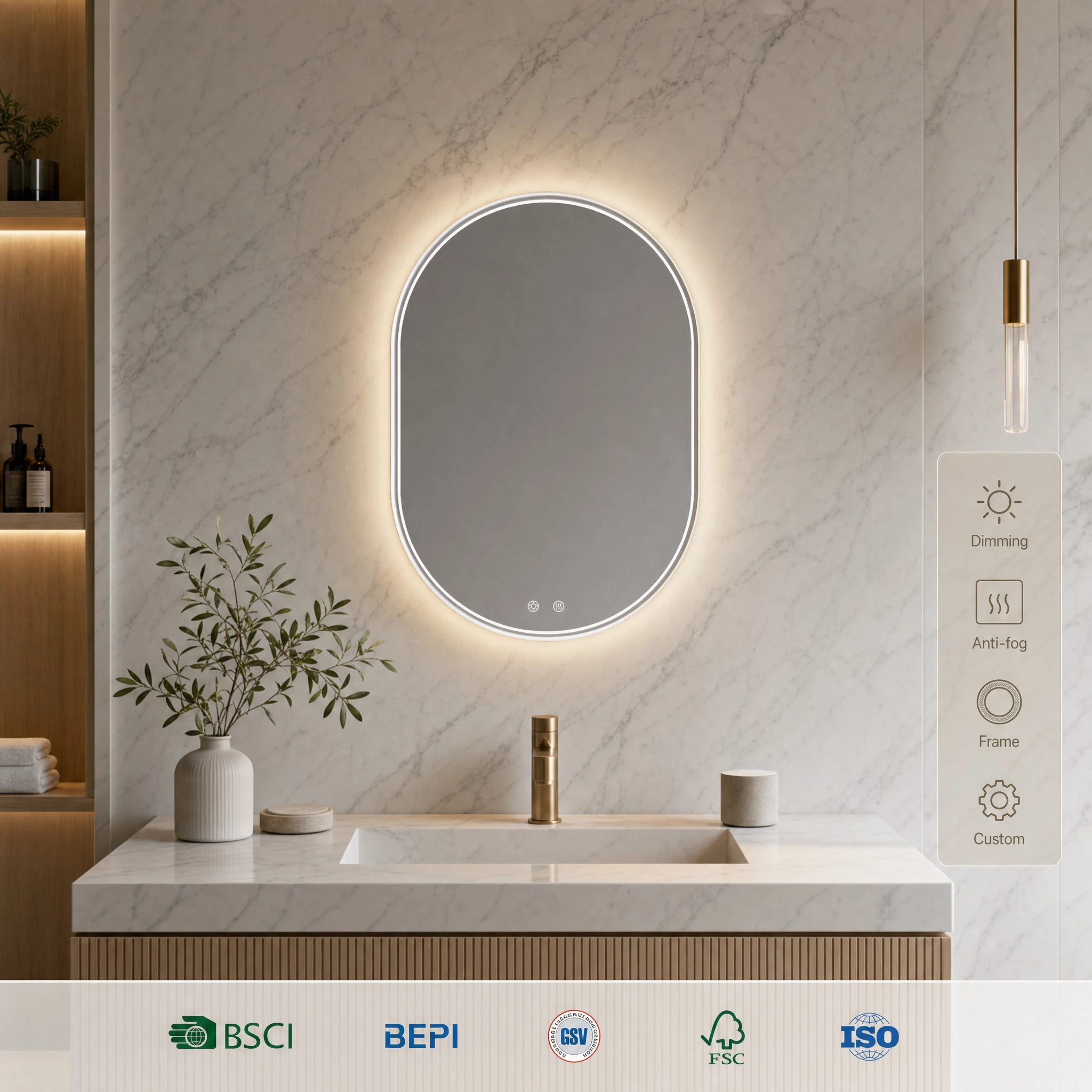 Oval Shape Bathroom Mirror