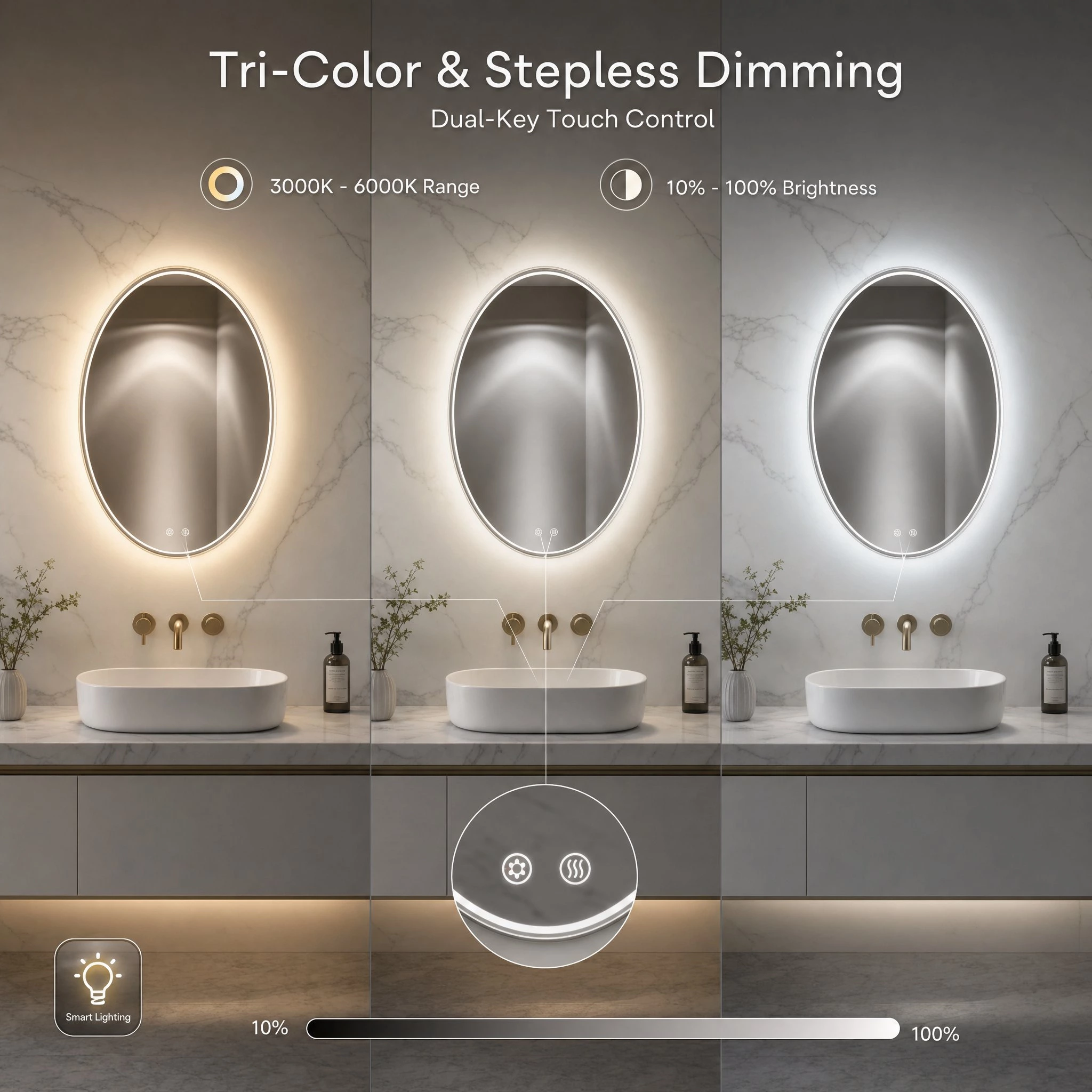 Smart Oval Bathroom Mirror