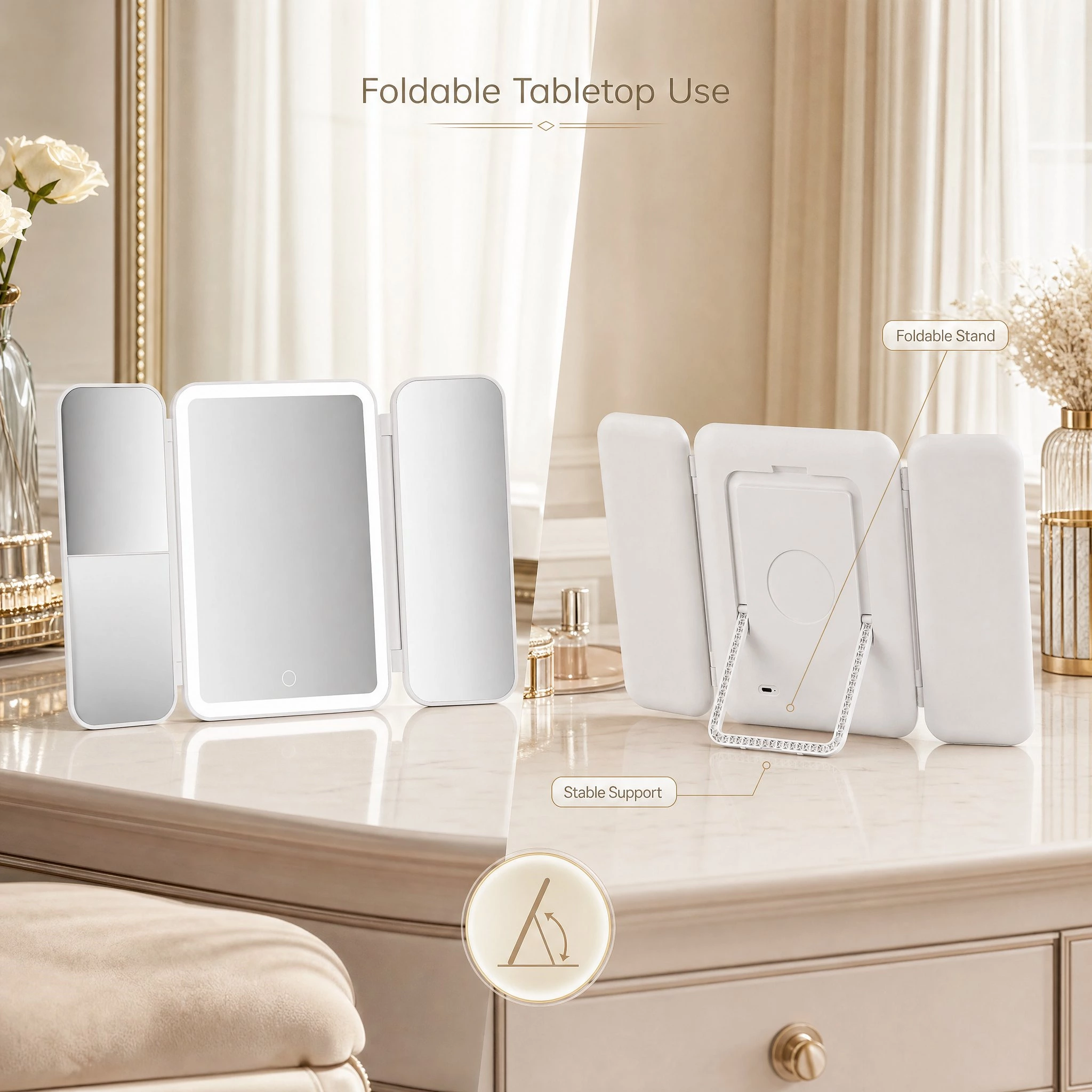 Led Trifold Mirror