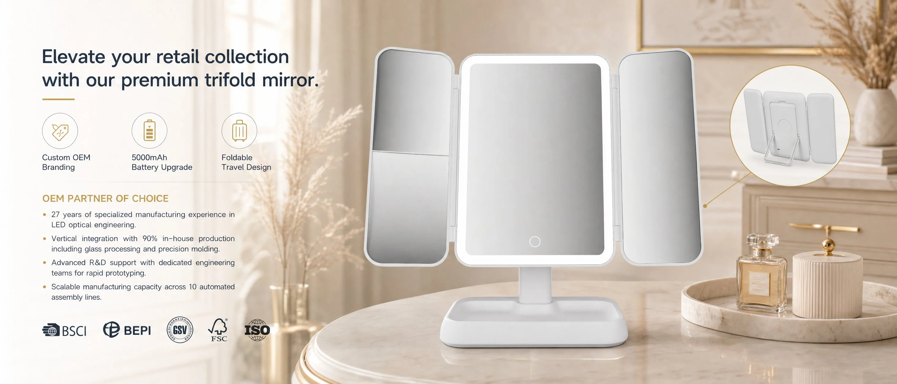 Led vanity mirror